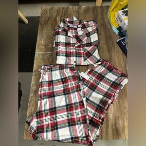 Old Navy Red and White Plaid Pajama Set